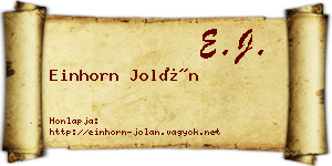Einhorn Jolán névjegykártya